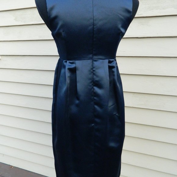 Michael Kors Midnight Blue Satin Umpire Sleeveless Dress Size 4 - Picture 8 of 9